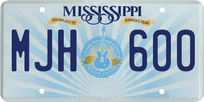 MS license plate MJH600