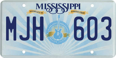 MS license plate MJH603