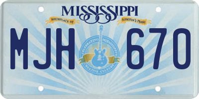 MS license plate MJH670