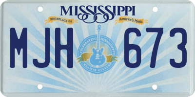 MS license plate MJH673