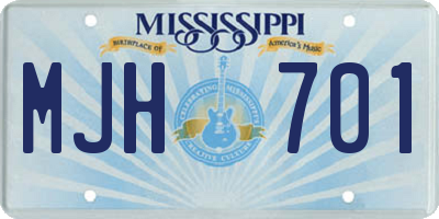 MS license plate MJH701