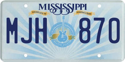 MS license plate MJH870