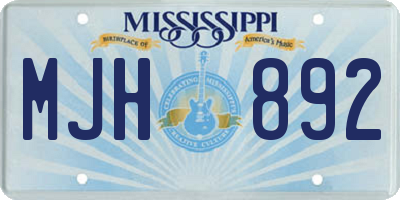 MS license plate MJH892