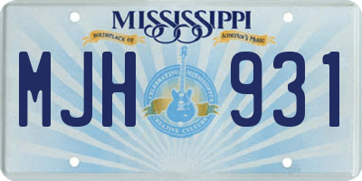 MS license plate MJH931