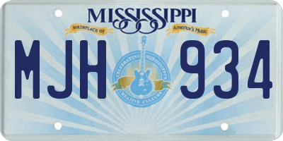 MS license plate MJH934