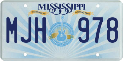 MS license plate MJH978