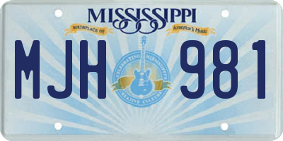 MS license plate MJH981