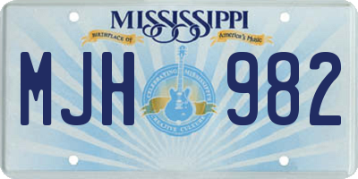 MS license plate MJH982