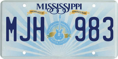 MS license plate MJH983