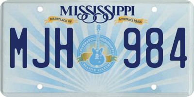 MS license plate MJH984