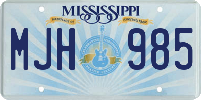 MS license plate MJH985