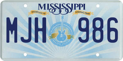 MS license plate MJH986