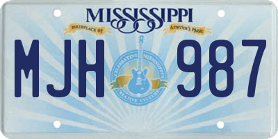 MS license plate MJH987