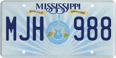 MS license plate MJH988