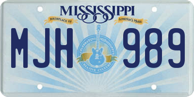 MS license plate MJH989