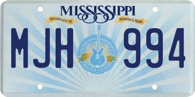 MS license plate MJH994