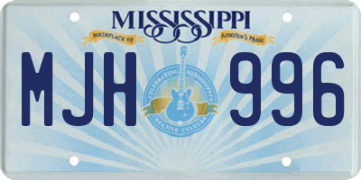 MS license plate MJH996