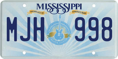 MS license plate MJH998