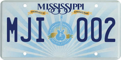 MS license plate MJI002