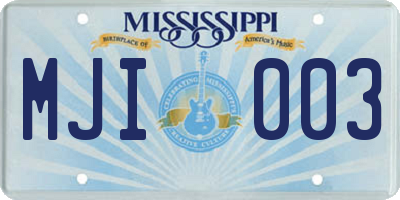 MS license plate MJI003