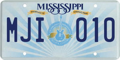 MS license plate MJI010