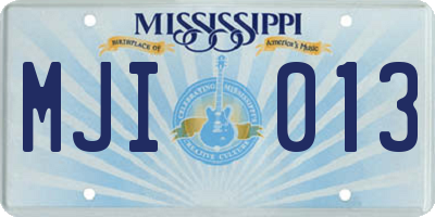 MS license plate MJI013