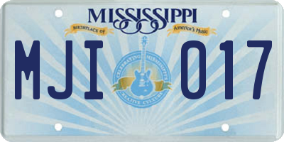 MS license plate MJI017