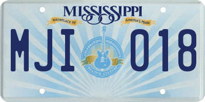 MS license plate MJI018