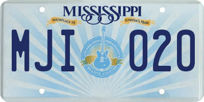 MS license plate MJI020