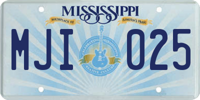 MS license plate MJI025