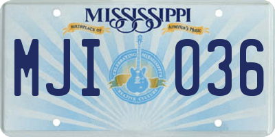 MS license plate MJI036