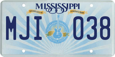 MS license plate MJI038