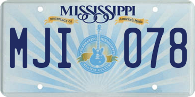 MS license plate MJI078