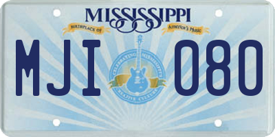 MS license plate MJI080