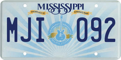 MS license plate MJI092