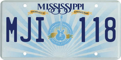 MS license plate MJI118