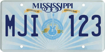 MS license plate MJI123