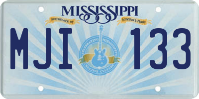 MS license plate MJI133