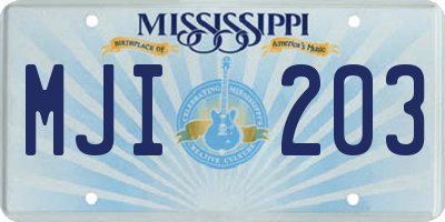 MS license plate MJI203
