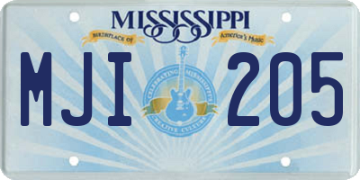 MS license plate MJI205