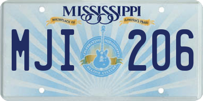 MS license plate MJI206