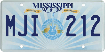 MS license plate MJI212