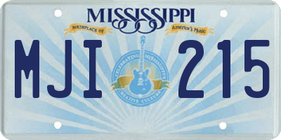 MS license plate MJI215