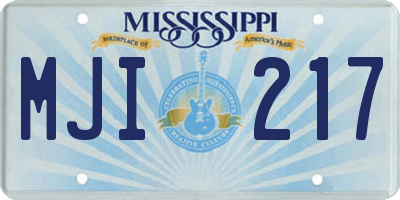 MS license plate MJI217