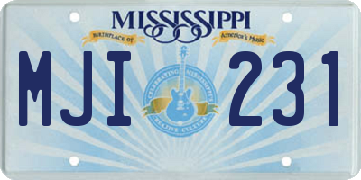 MS license plate MJI231