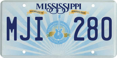 MS license plate MJI280