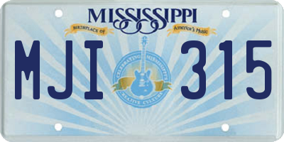 MS license plate MJI315