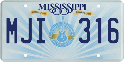 MS license plate MJI316