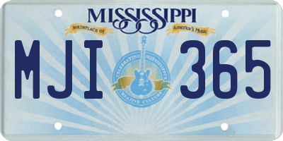 MS license plate MJI365