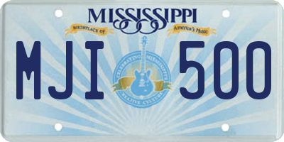 MS license plate MJI500
